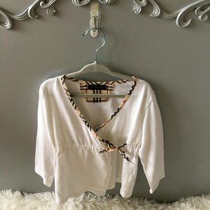 BURBERRY White Nova Check lined Wrap Shirt Size 3